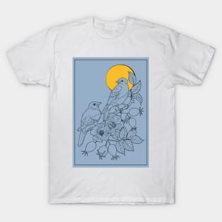 Birds on a branch of rosehip T-Shirt